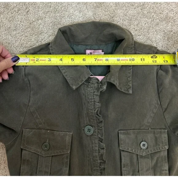 NWT Juicy Couture Y2K Youth Olive Army Green Utility Jacket Coat w Pockets Sz 14